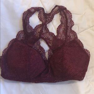 Maroon lace bralette